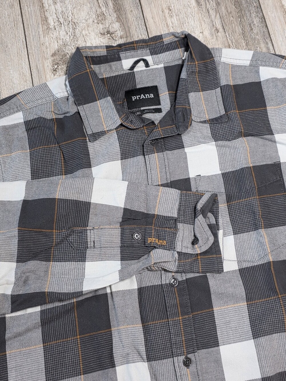 prAna Men's Los Feliz Organic Cotton Blend Flannel Button-down Shirt Sz Lg